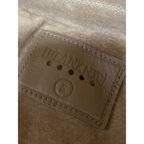 BlankNYC Beige Tan 100% Leather Suede Long Sleeve Zip Up Biker Moto Jacket Sz S - Picture 5 of 6